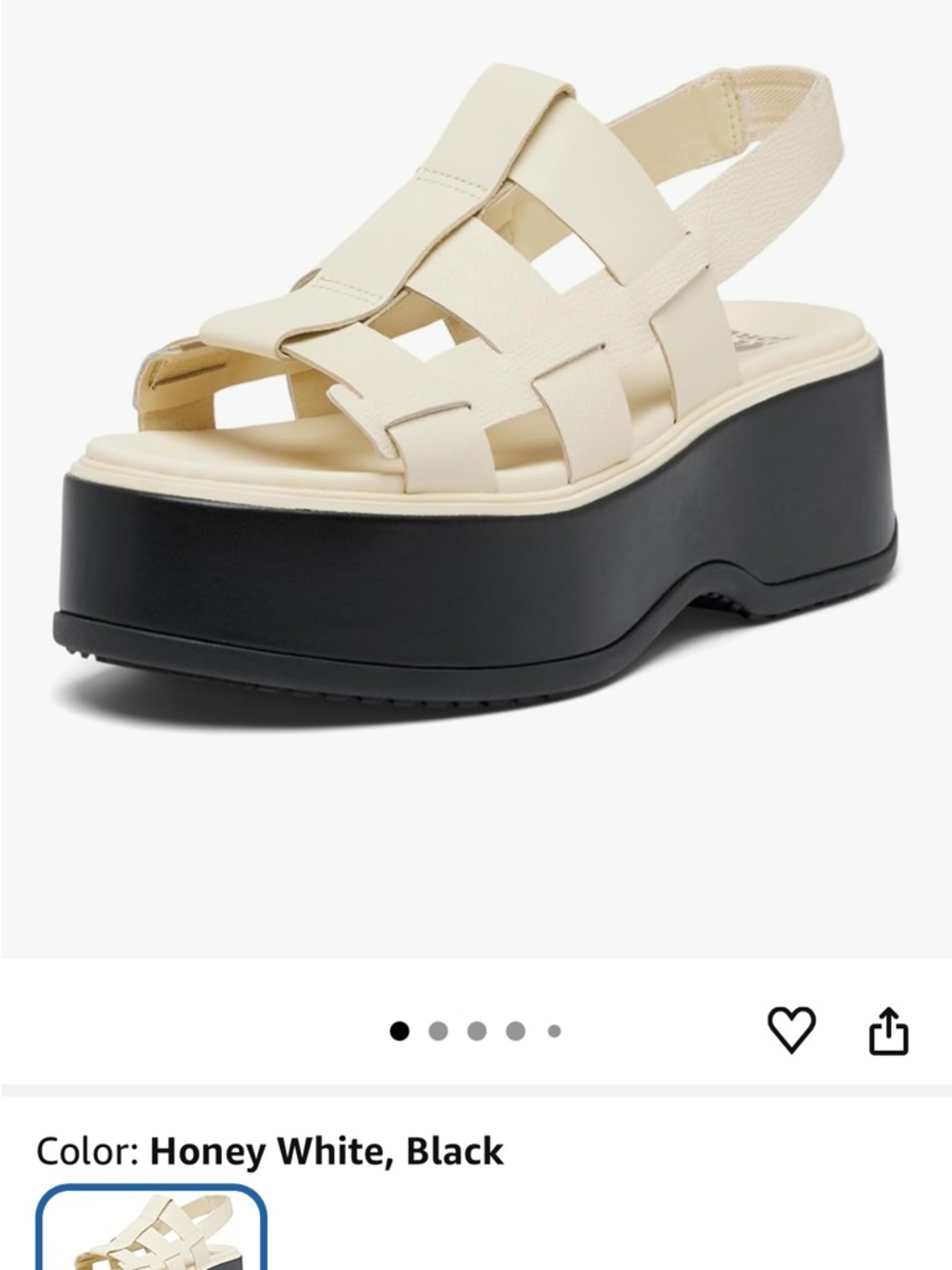 Sorel Day Spring Back Honey White Platform Slingback Sandal with Black Sole